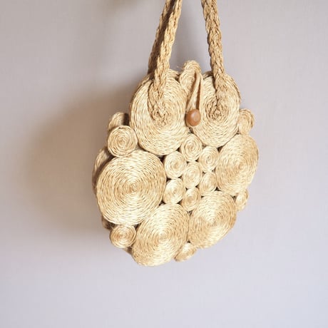 vintage raffia circle  bag