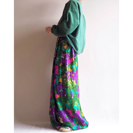 60s floral wrap maxi skirt