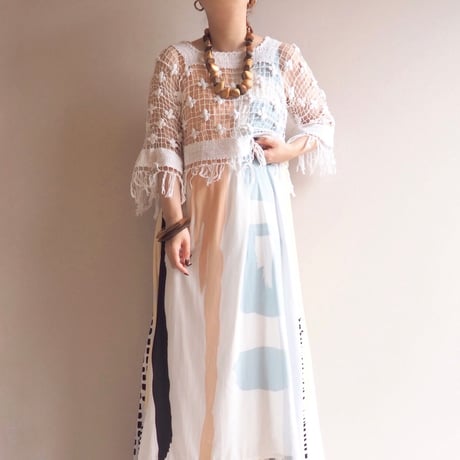 vintage filet lace cropped blouse