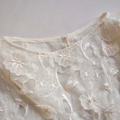 70〜80s "Andree Gaye" floral sheer blouse