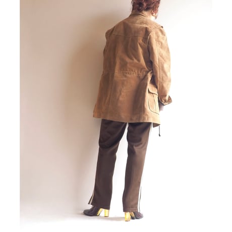made in Australia drawstring suede × quilted jacket