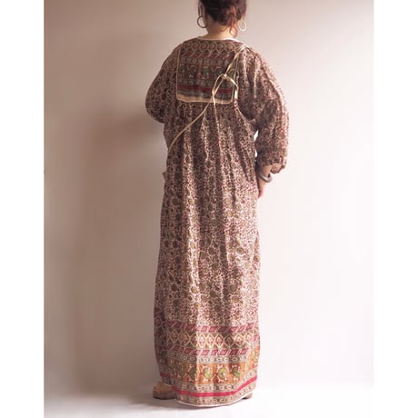 70s made in India cotton botanical maxi dress