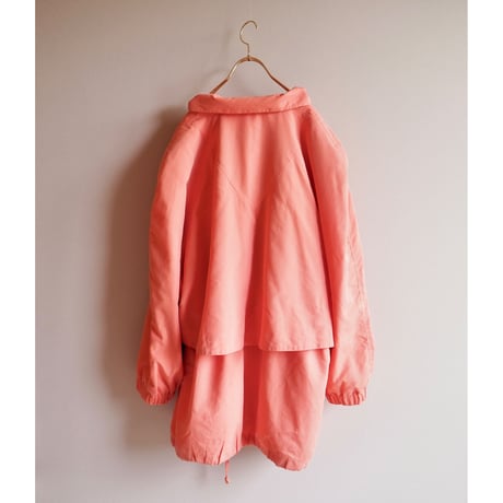 90s salmon pink drawstring design coat
