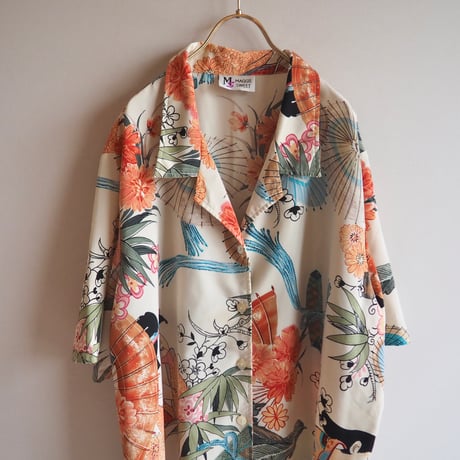 "Maggy Sweet" oriental print oversized s/s blouse