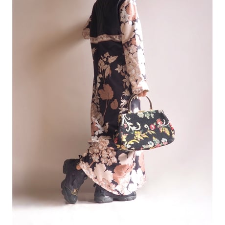 70s〜 floral needlepoint tapestry bag