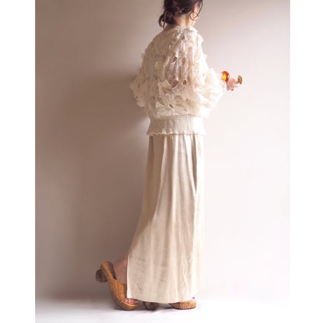 70〜80s "Andree Gaye" floral sheer blouse