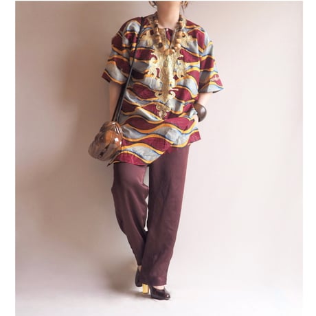 vintage african batik embroidered blouse