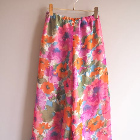 70s ”Adelaar" floral metallic easy wide pants