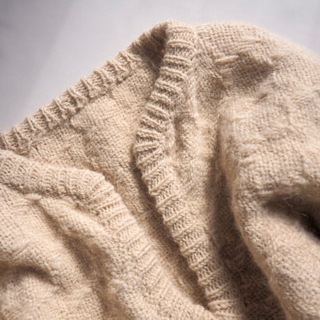 vintage beige knit fringe poncho