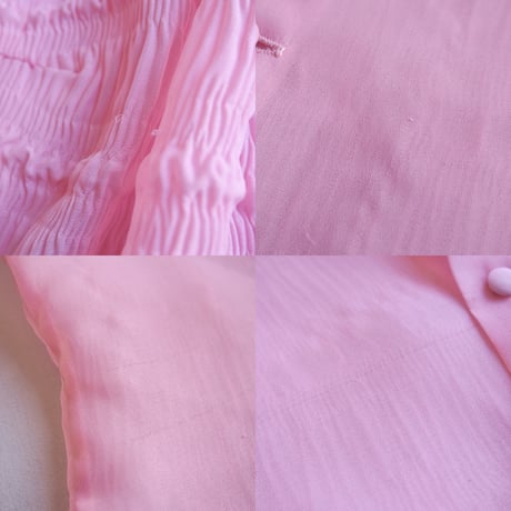 60s "TREVIRA" pleated sleeveless sheer blouse