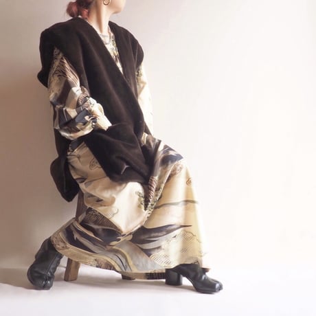 70s landscape painting maxi dress