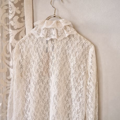 70〜80s ruffle lace blouse