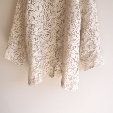 "Notations" floral sheer blouse