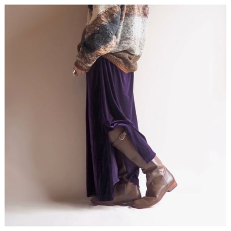 made in USA dark purple velours maxi skirt