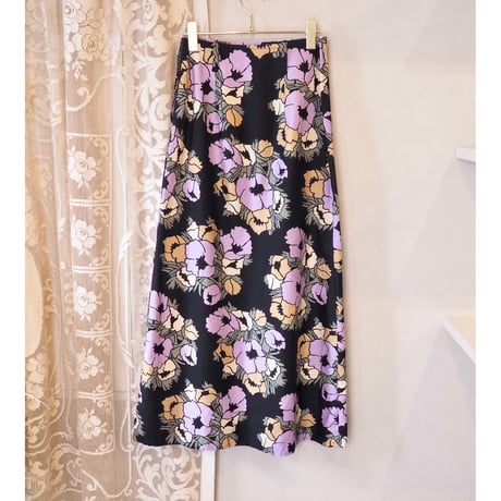 70s floral cotton maxi skirt