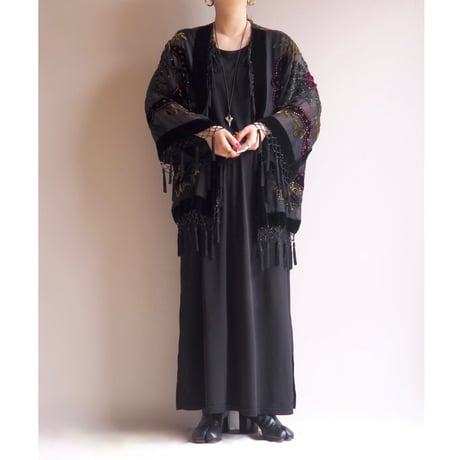"MSK" floral silk burnout tassel robe