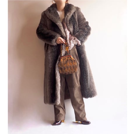 70s "Furrage Tissavel" faux fur long coat