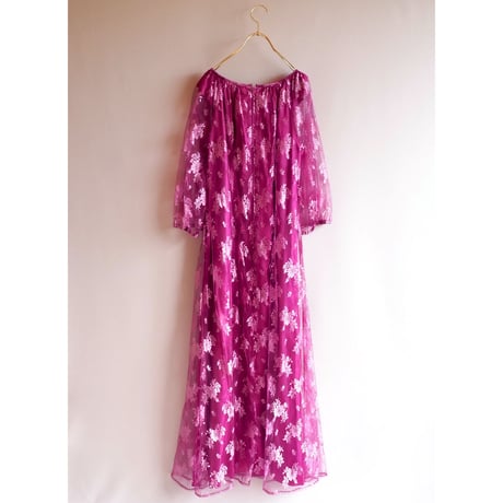 80s purple tulle lace maxi dress