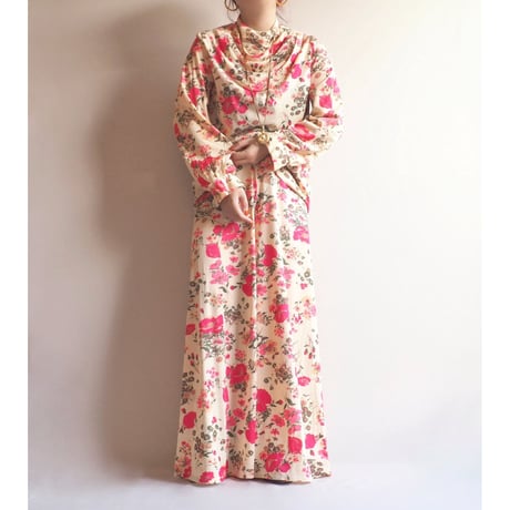 70s floral blouse & flare pants set