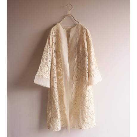 vintage no collar lace sheer robe