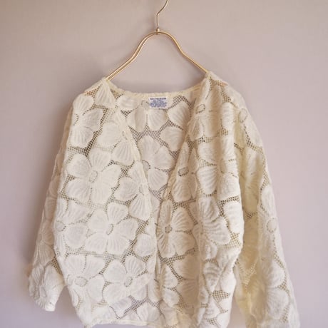 60〜70s floral cropped cardigan