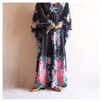 70s "JOHN WARDEN for Molyclaire" flare sleeve floral maxi dress