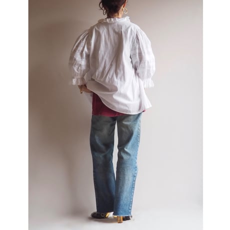 vintage folk lace ruffle blouse