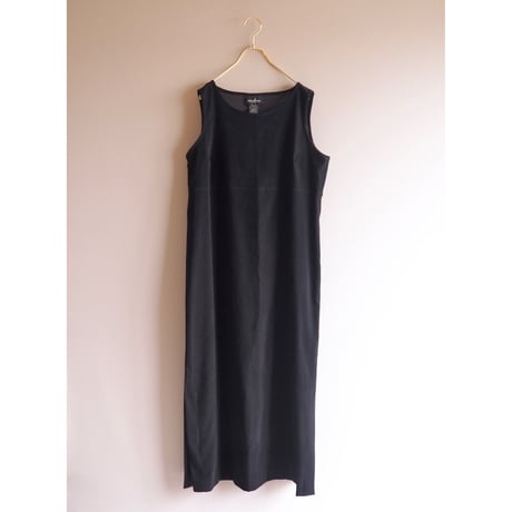 Black faux suede sleeveless maxi dress