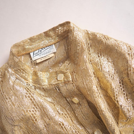 60〜70s "Lady Winn of California by Teddi" gold lace blouse