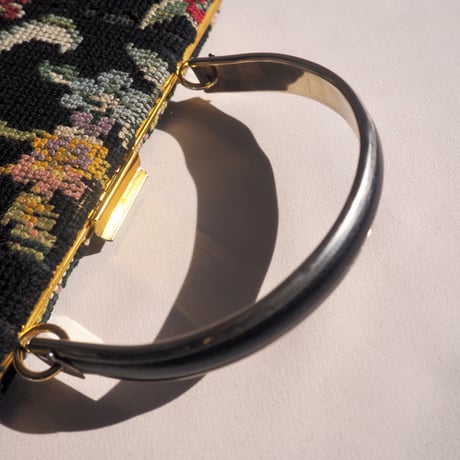 70s〜 floral needlepoint tapestry bag