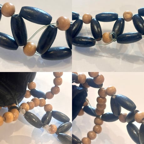 vintage wood beads shoulder bag