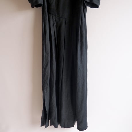 70〜80s folk linen puff sleeve maxi dress