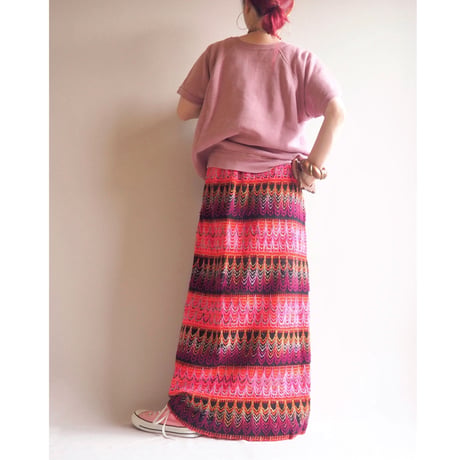 70s embroidered woven maxi skirt