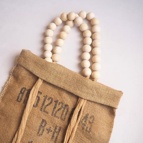 German Army remake wood beads × jute bag