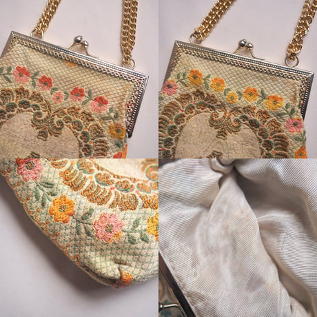 50s〜 made in Italy floral tapestry bag