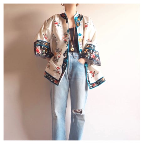60〜70s chinese floral embroidered jacket