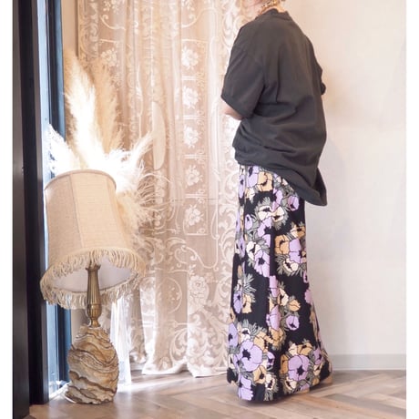 70s floral cotton maxi skirt