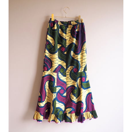 vintage african batik mermaid maxi skirt