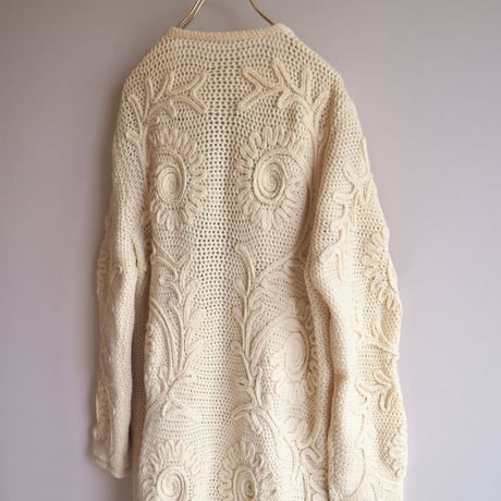 vintage embroidered design long cardigan