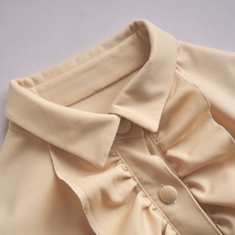 70s〜 pastel yellow ruffle blouse
