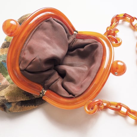 60〜70s amber chain velvet bag