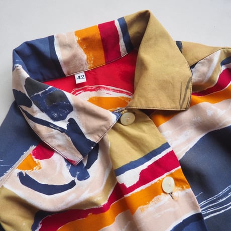 vintage abstract print oversized s/s blouse