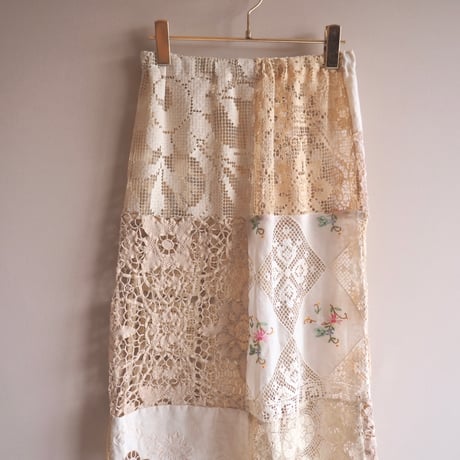 original remake lace patchwork maxi skirt 【E】
