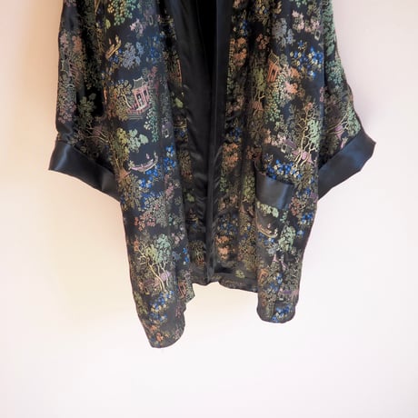 70〜80s black chinese brocade robe