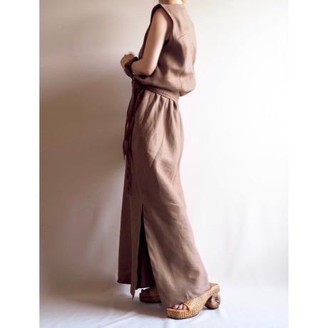 90s Irish linen sleeveless maxi dress