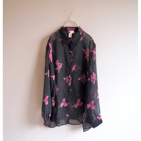 "Jennifer Moore" floral oversized sheer blouse