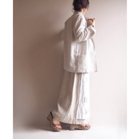 "SIEBENSTEIN" linen design wrap maxi skirt