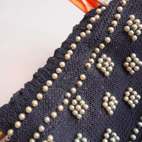 50〜60s pearl beads lucite woven bag