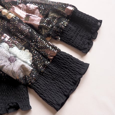 70〜80s "Andree Gaye" metallic floral blouse