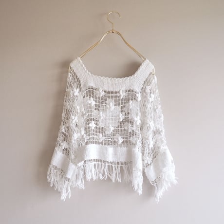 vintage filet lace cropped blouse